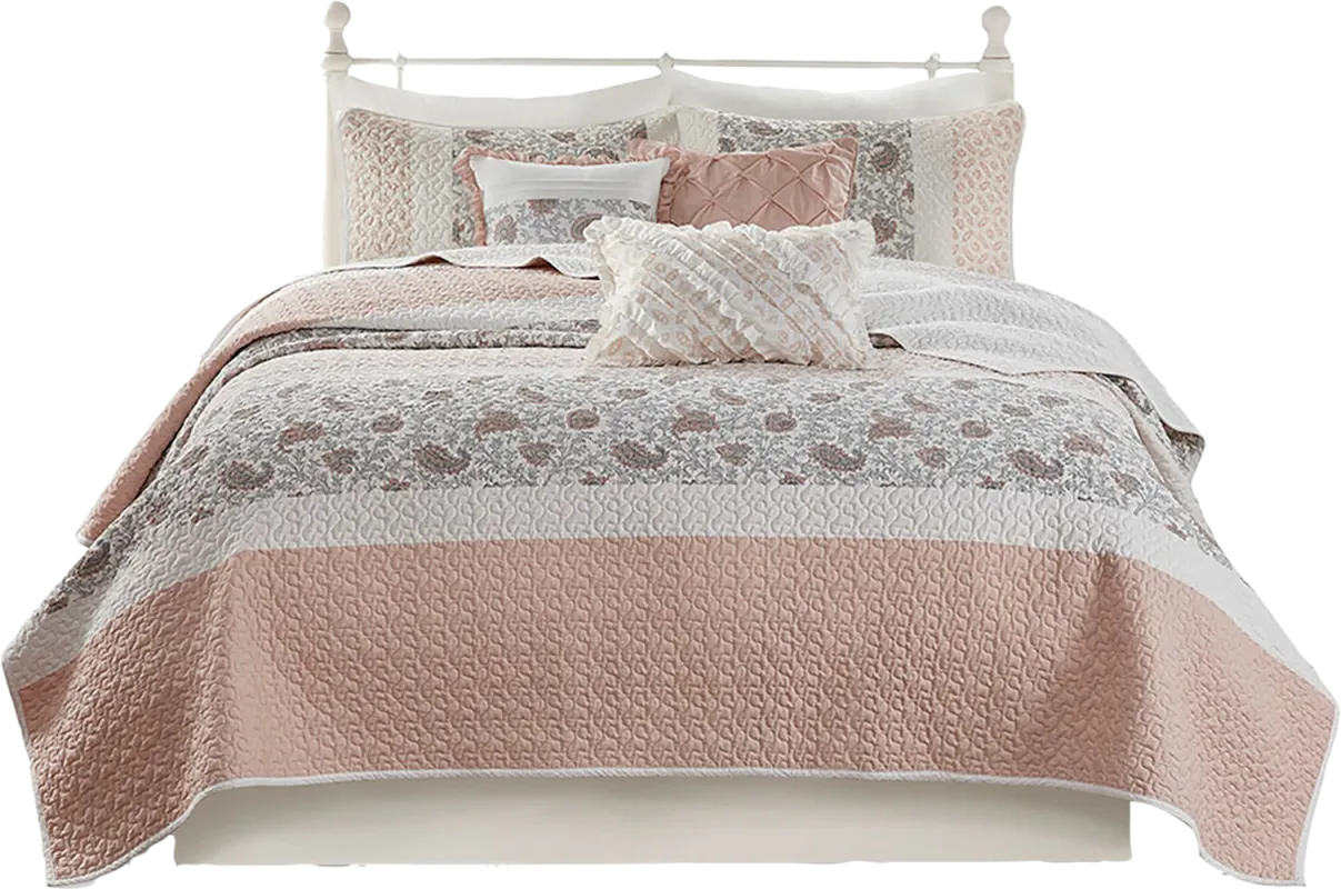 Pabl Blush 6 pc Full/Queen Quilt Set