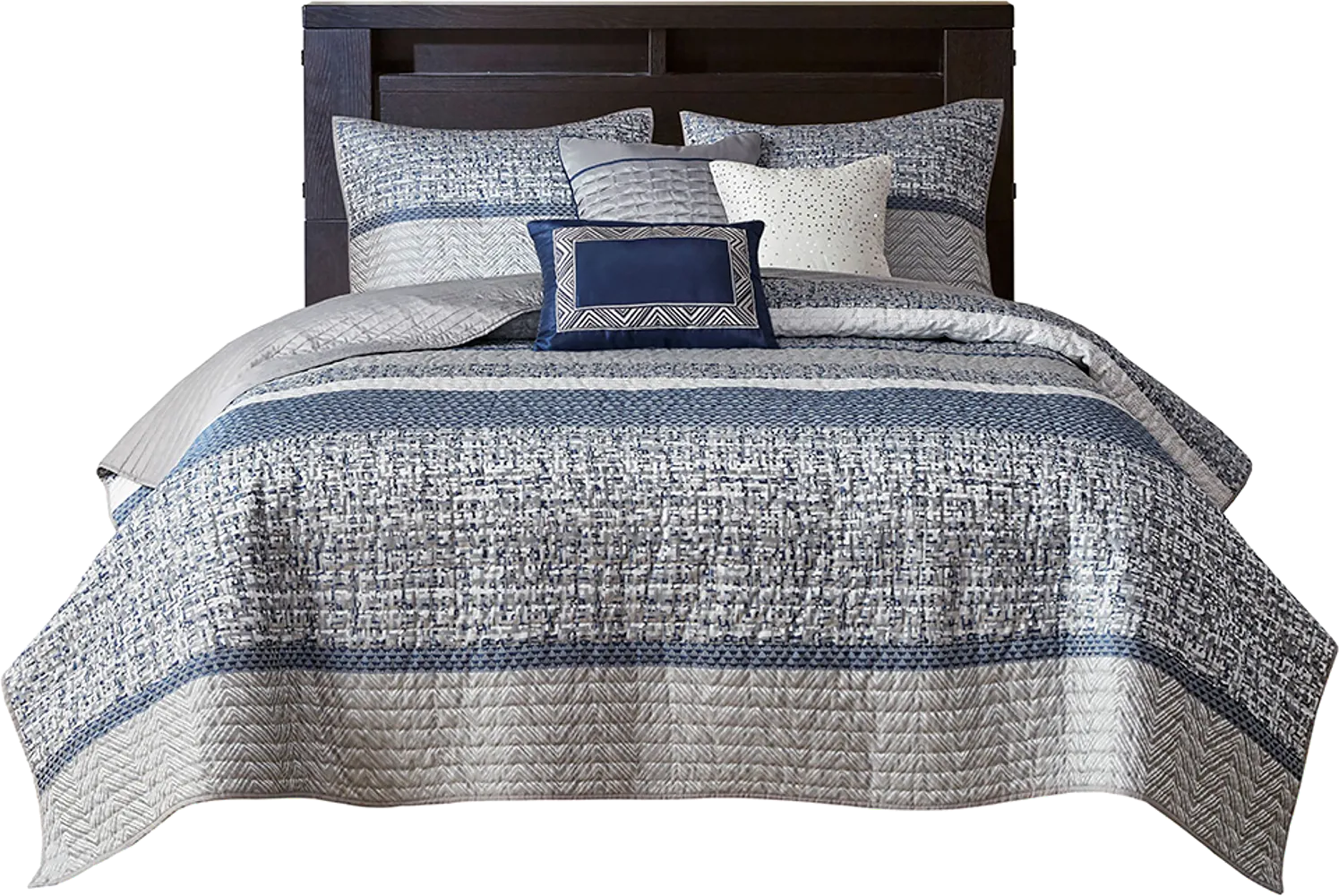 Charleagh Blue 6 pc King/Cal King Quilt Set - Image 1