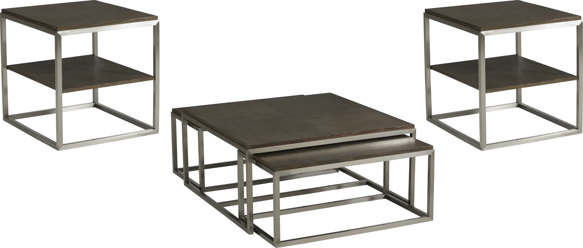 Ariston Brown 3 Pc Table Set - Image 1