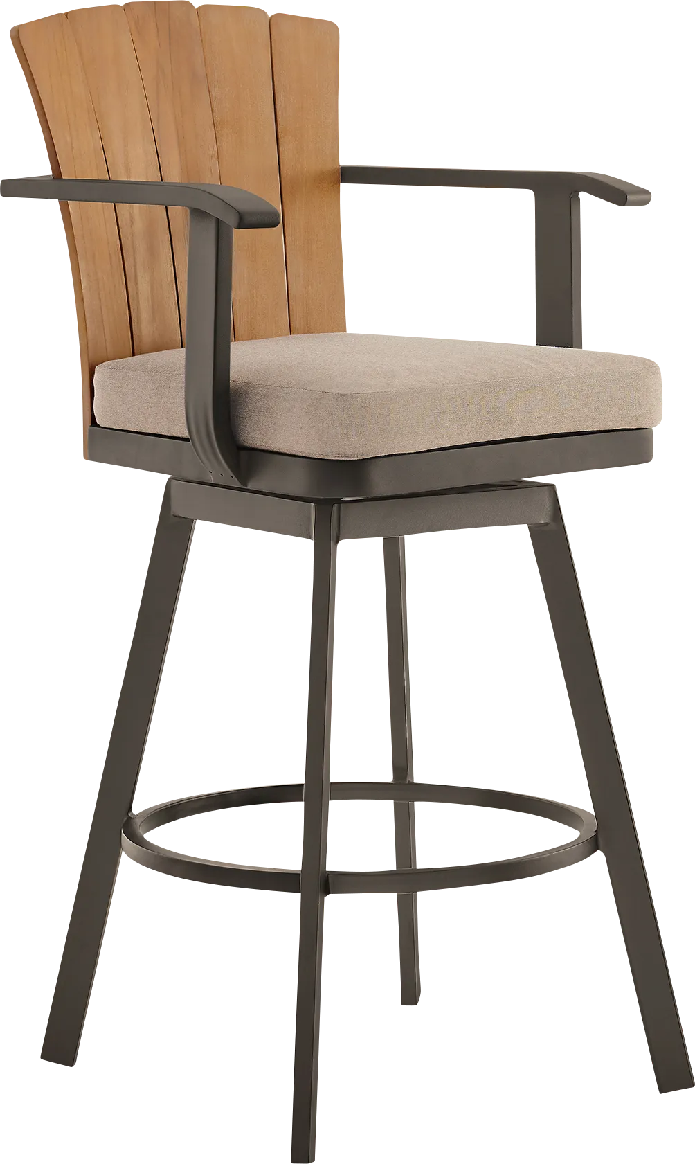 Outdoor Sallodge Brown Swivel Barstool - Image 1