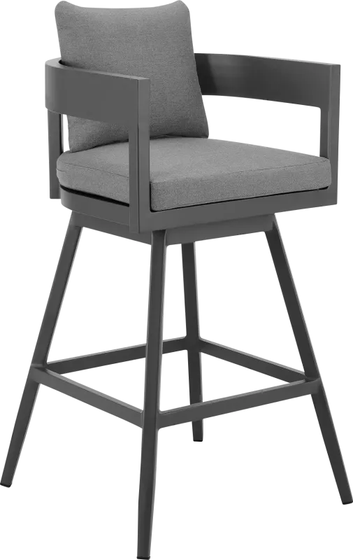 Outdoor Leeton Gray Swivel Barstool