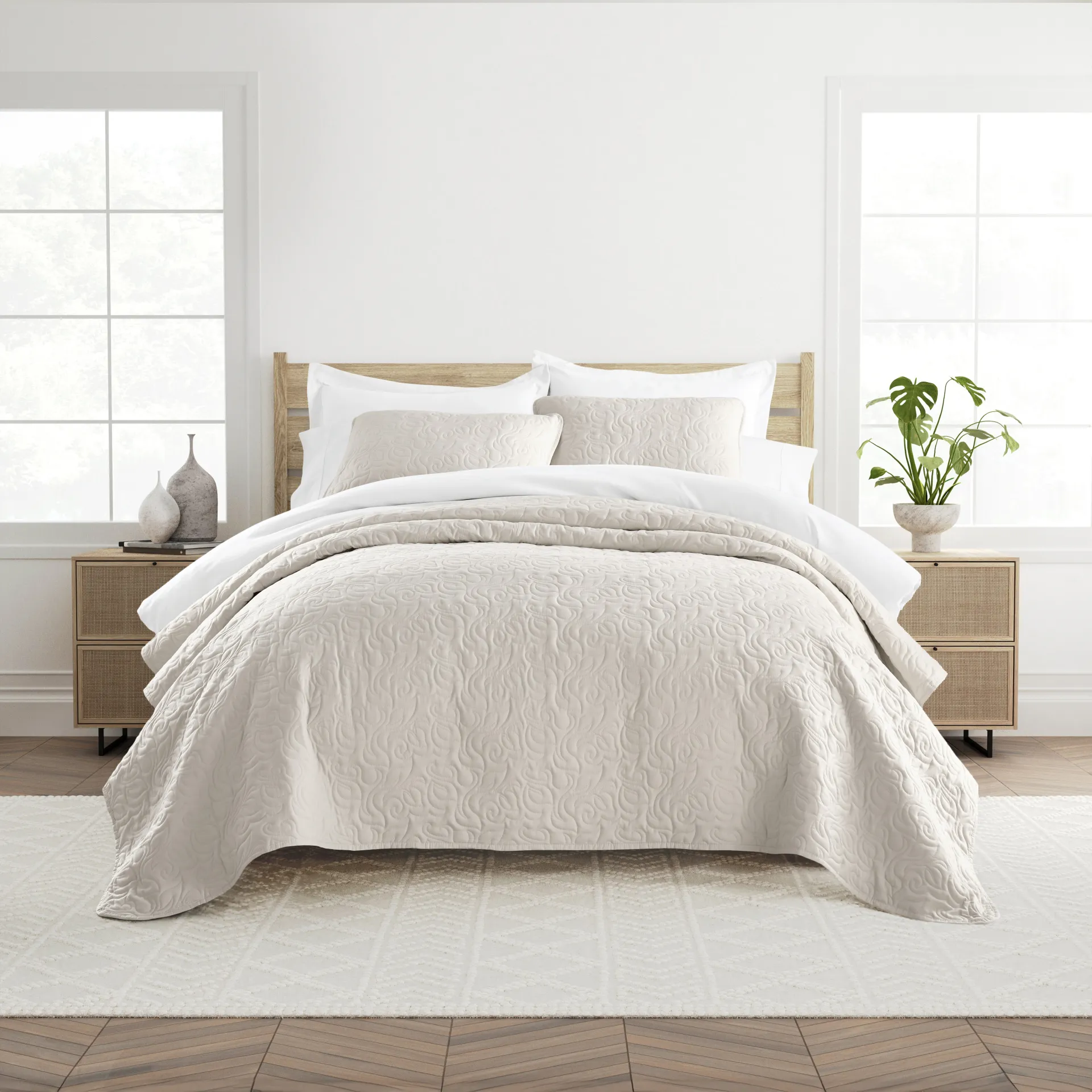Goldhorn Beige 3 Pc Queen Quilt Set - Image 2
