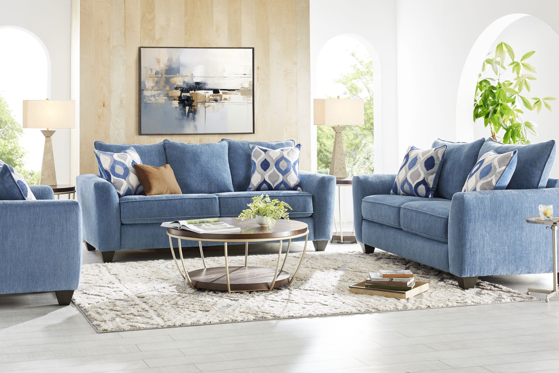 Dennin Heights Blue 7 Pc Living Room - Image 1