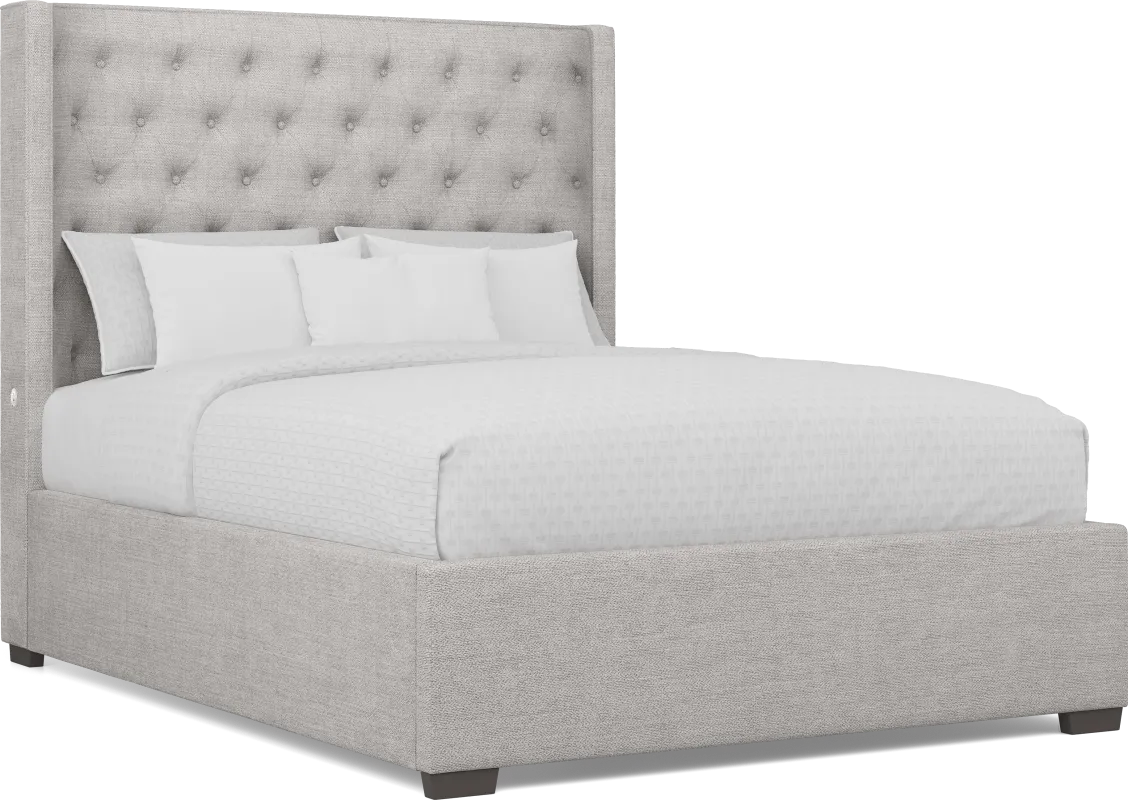 Harlow Hill Light Gray 3 Pc Queen Upholstered Bed