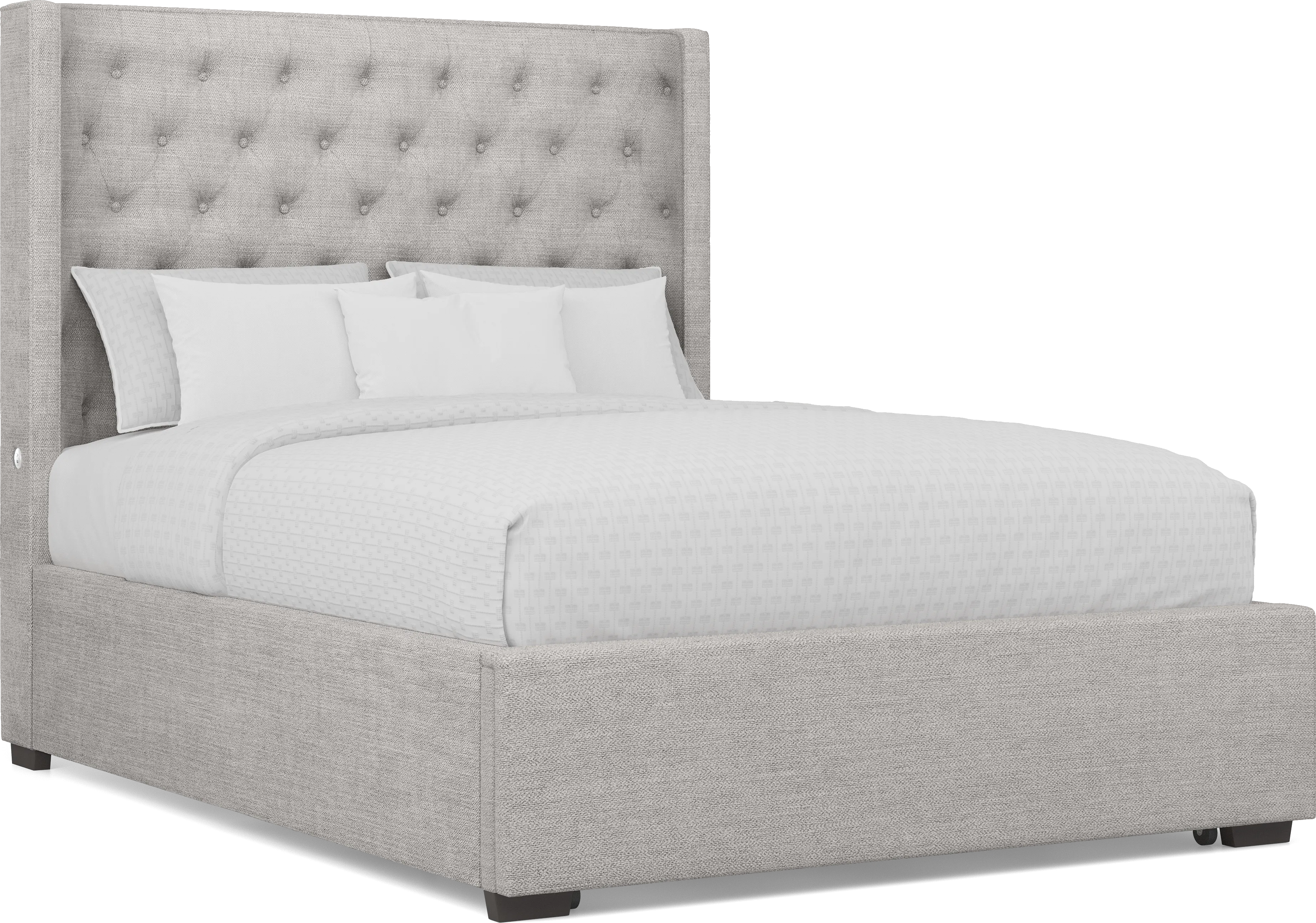 Harlow Hill Light Gray 3 Pc Queen Upholstered Storage Bed - Thumbnail - Image 1