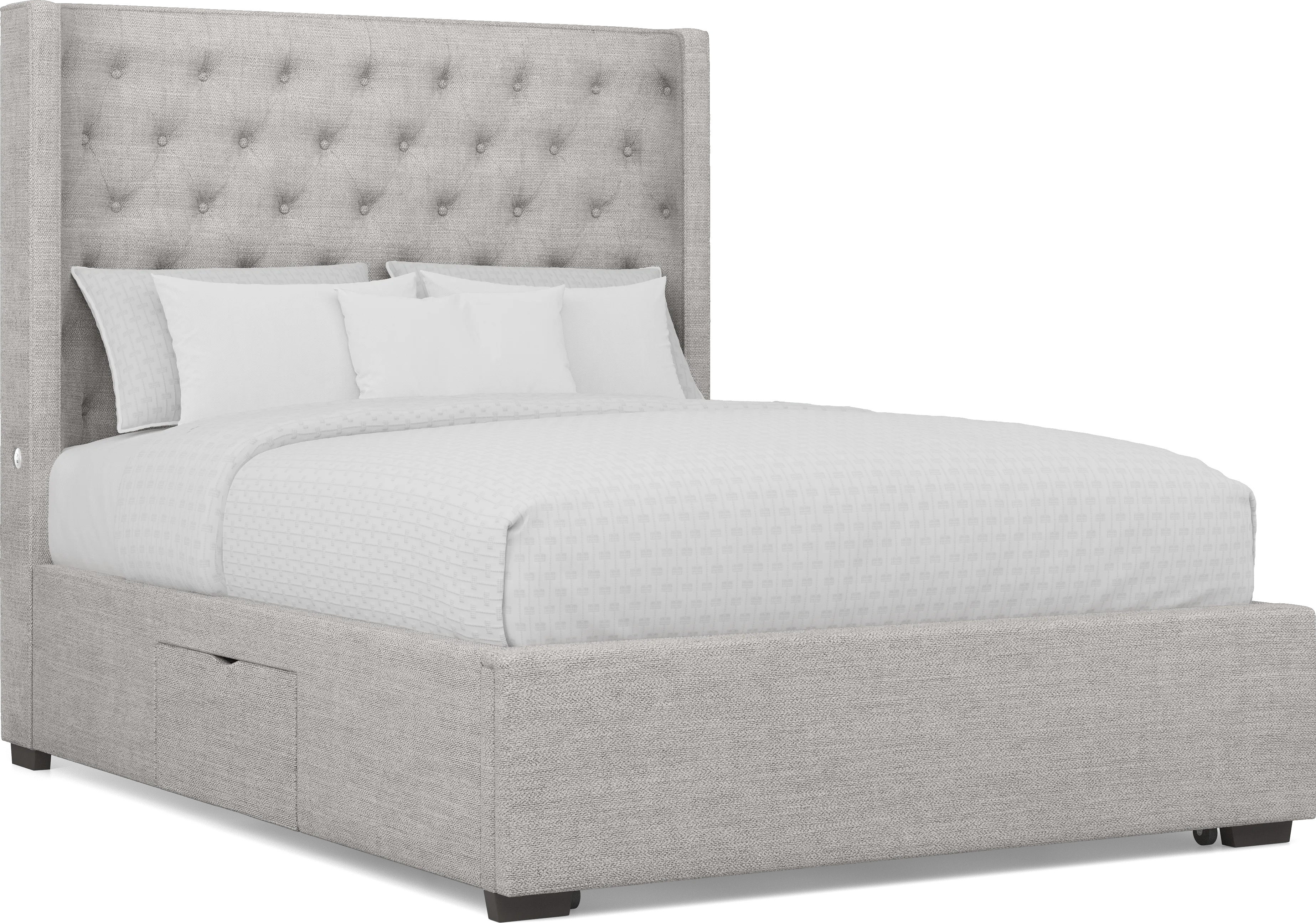 Harlow Hill Dark Gray 3 Pc Queen Upholstered Storage Bed - Thumbnail - Image 1