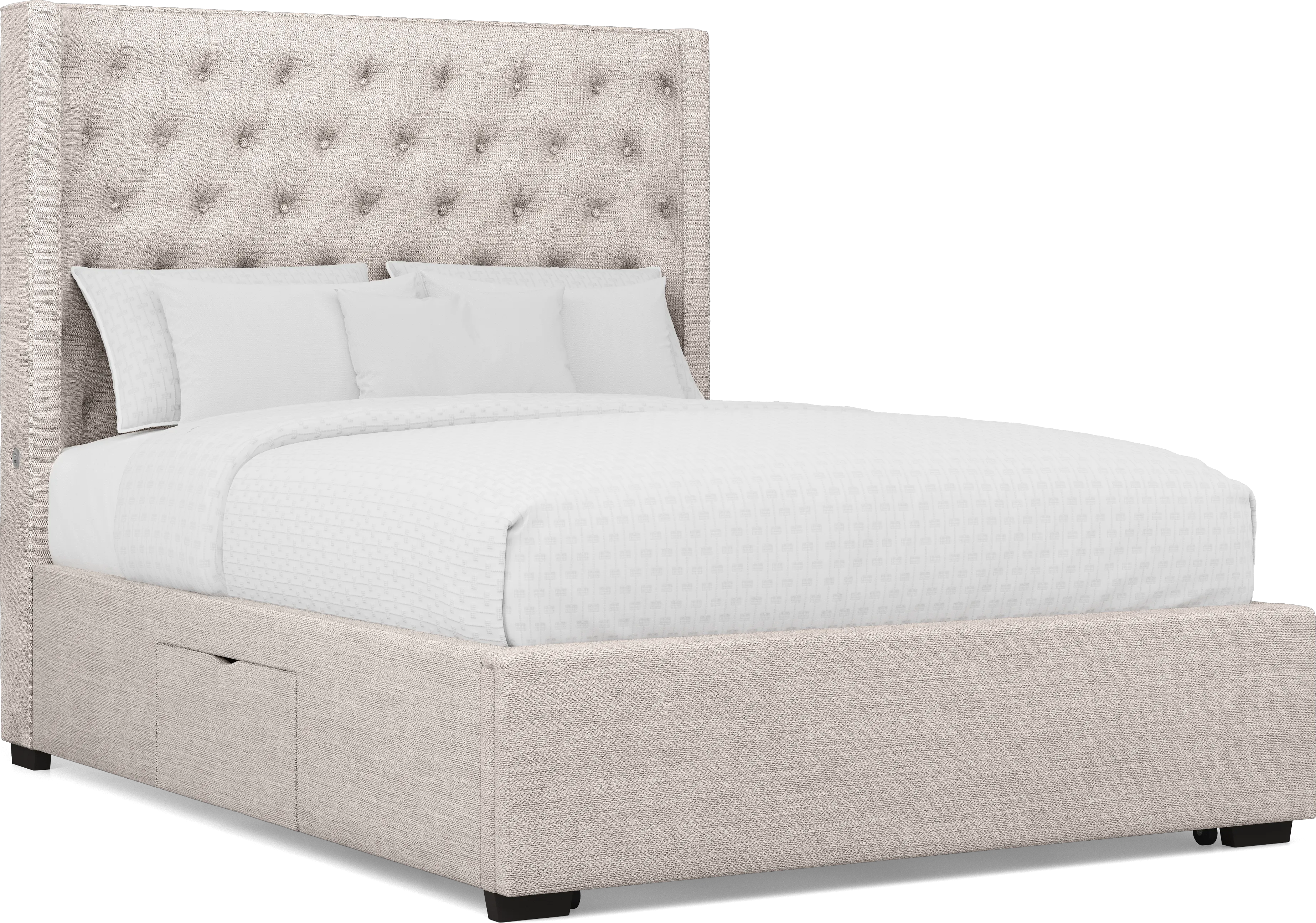 Harlow Hill Taupe 3 Pc King Upholstered Storage Bed - Thumbnail - Image 1