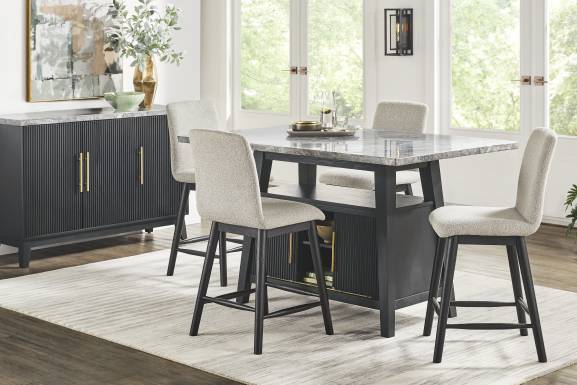 Viola Black Counter Height Marble Top Table