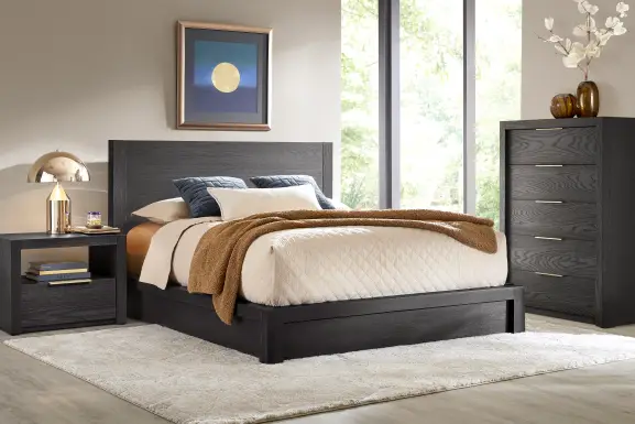 Easton Park Black 3 Pc King Panel Bed