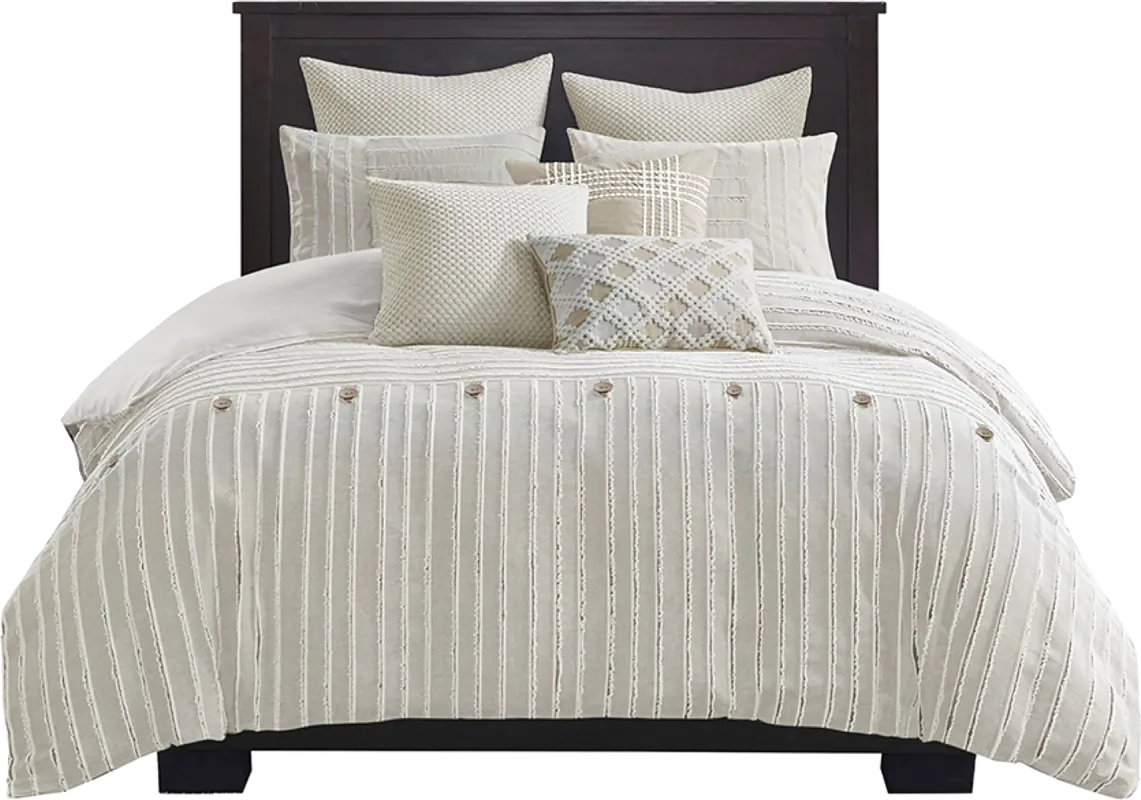 Jennix Ivory Queen Comforter Set
