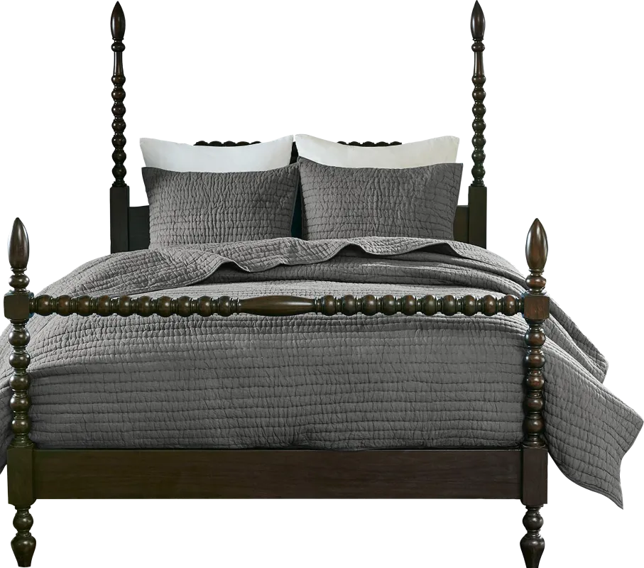 Dariox Gray 3 pc Full/ Queen Quilt Set