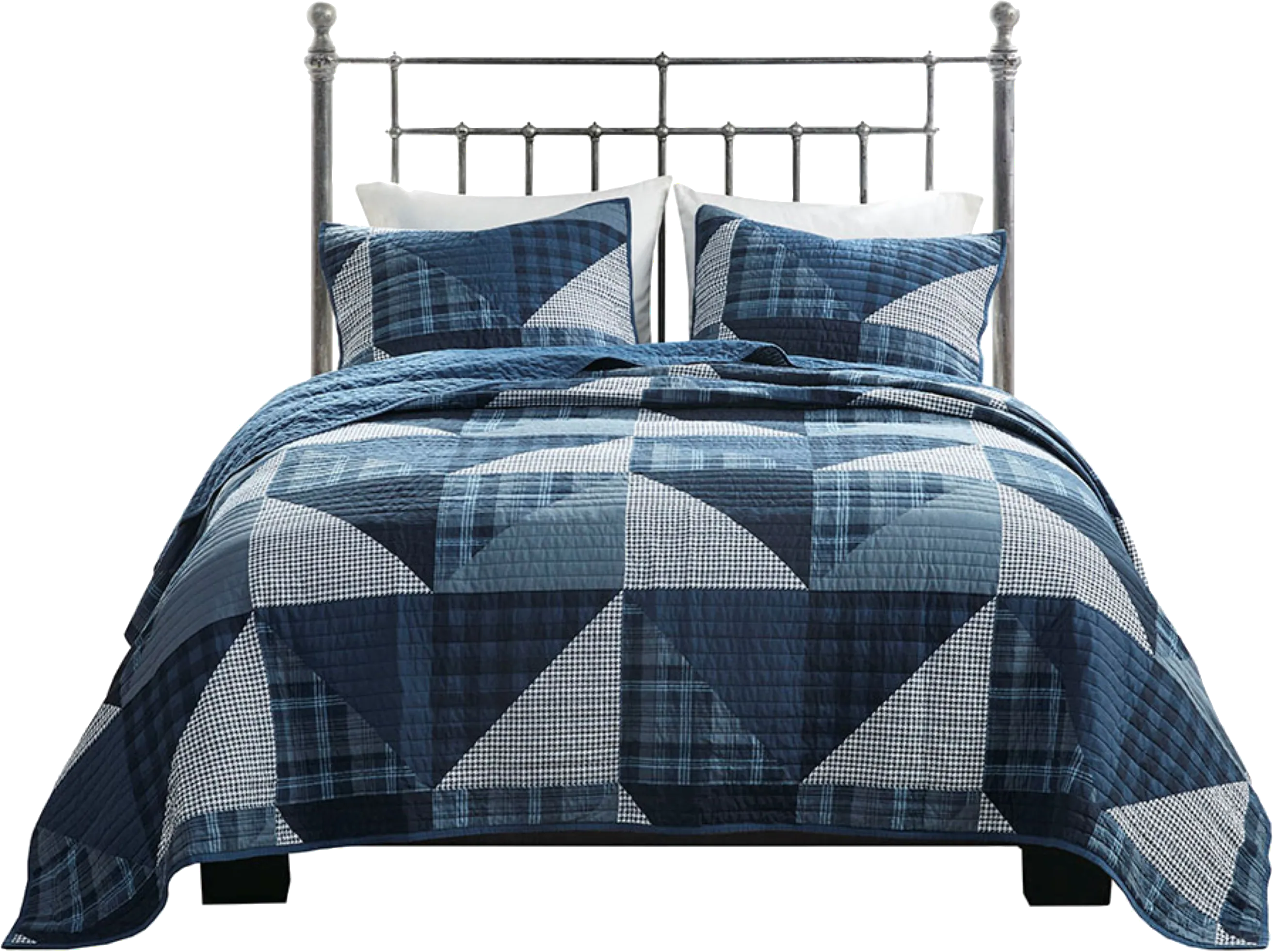 Mikala Blue 3 pc Full/Queen Quilt Set - Thumbnail - Image 1