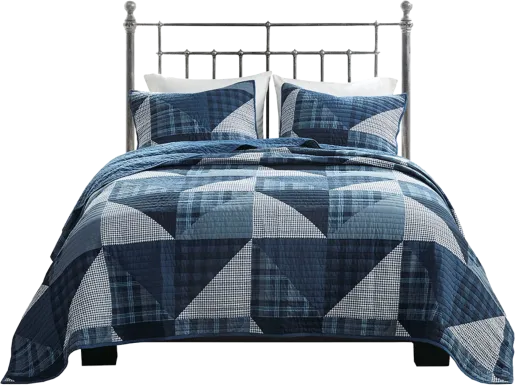 Mikala Blue 3 pc King/ Cal King Quilt Set