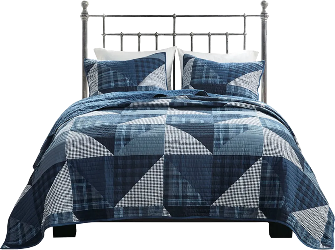 Mikala Blue 3 pc King/ Cal King Quilt Set