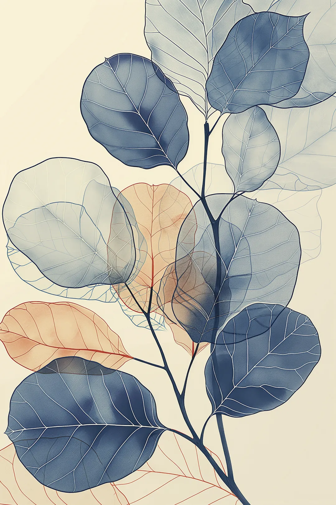 Plumerias Blue Artwork - Image 1