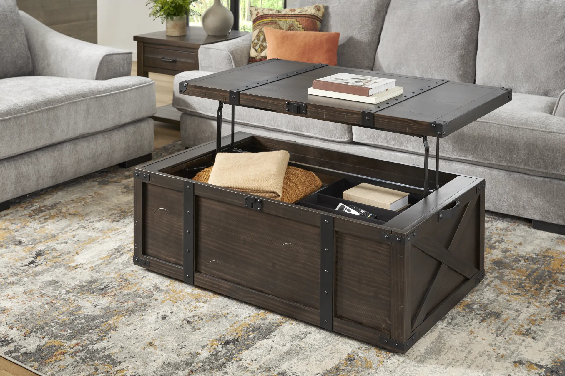 Rocky Creek Brown Storage Cocktail Table - Image 4