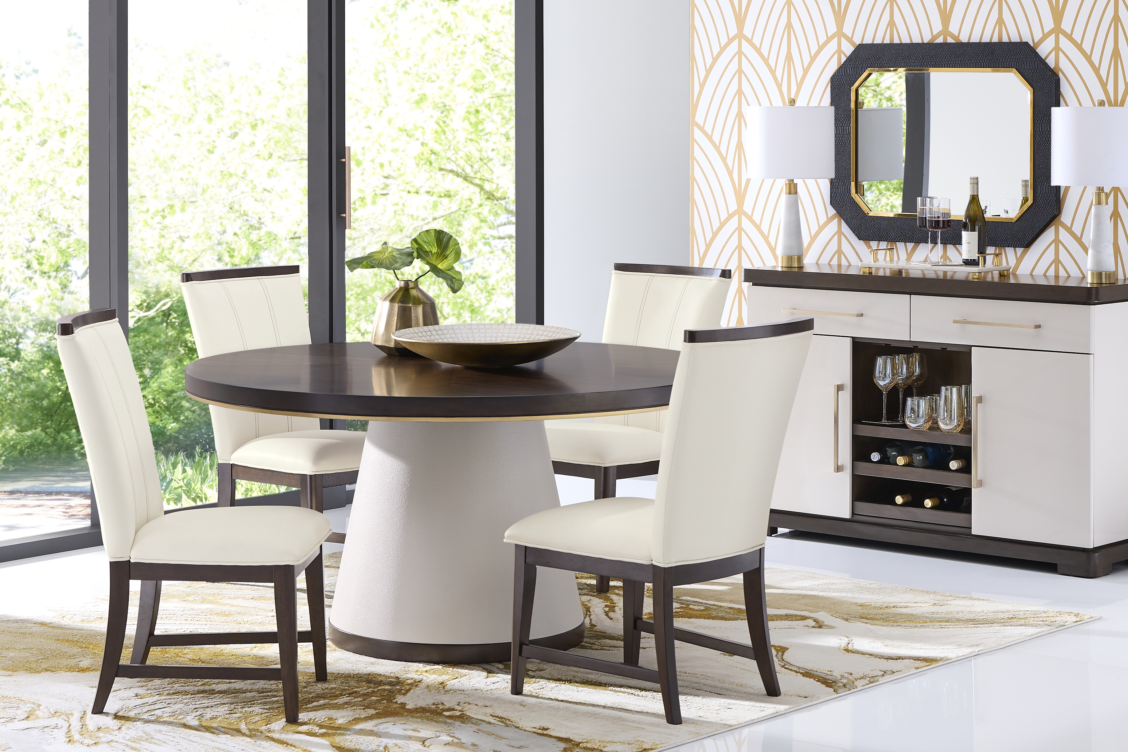 Elko Falls Espresso 5 Pc Round Dining Room with Upholstered Chairs - Thumbnail - Image 1