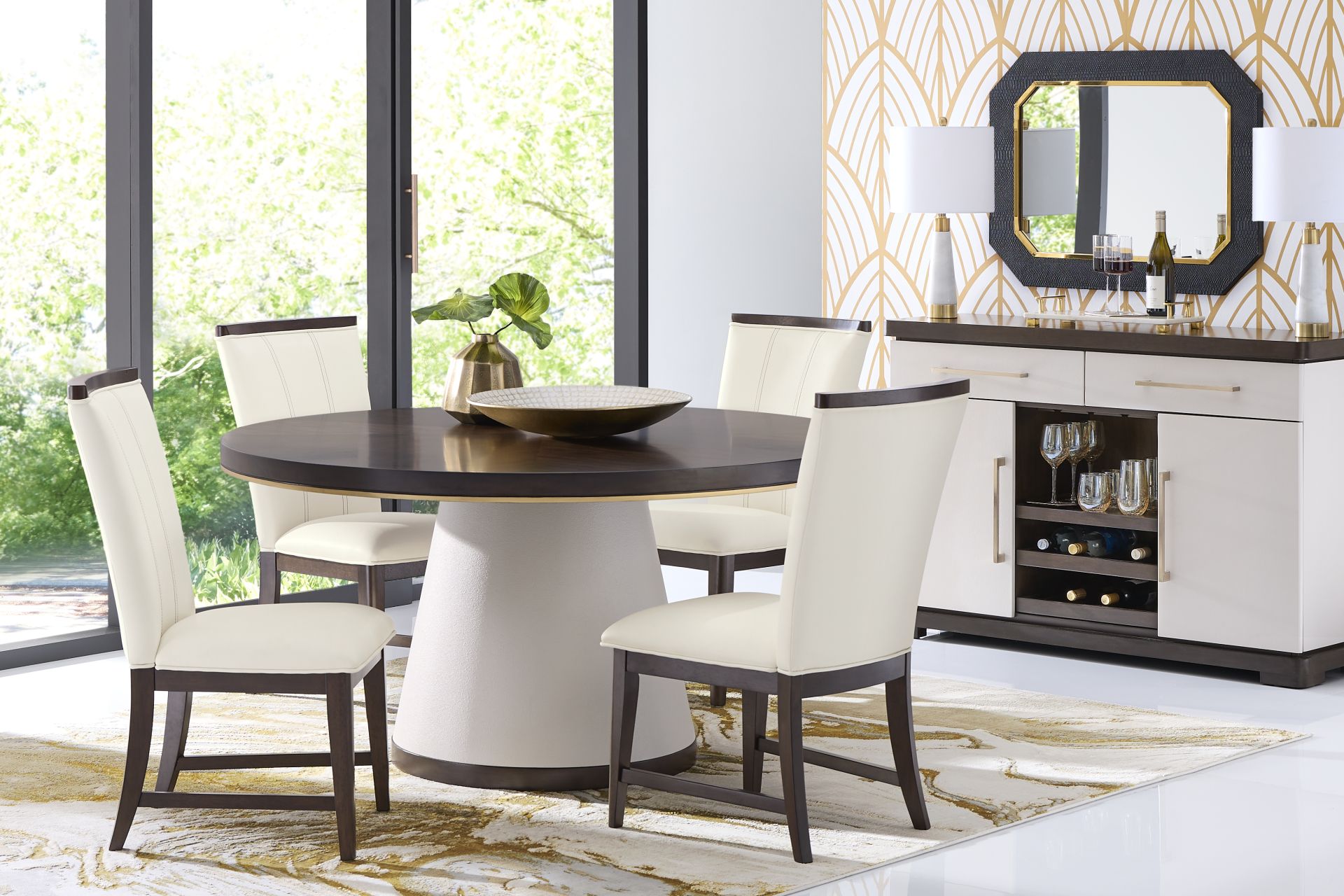 Elko Falls Espresso 5 Pc Round Dining Room with Upholstered Chairs - Image 1