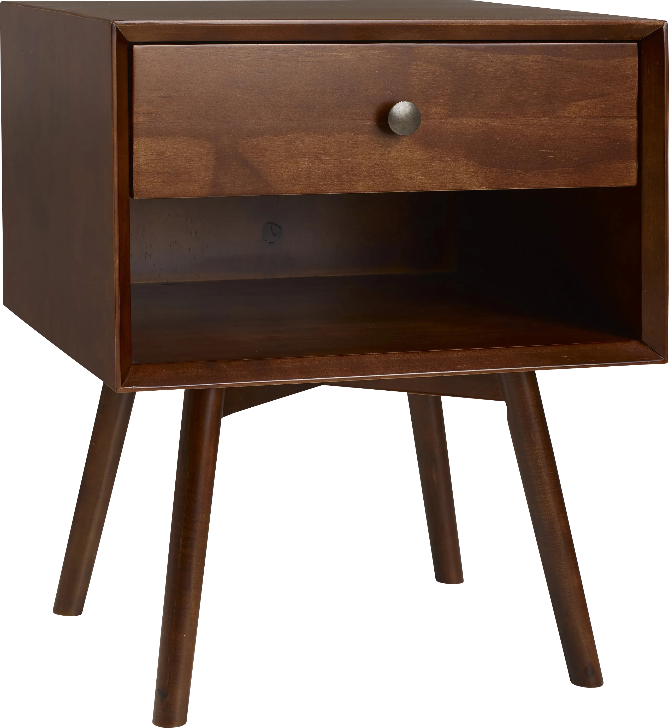 Niblic Walnut 1 Drawer Nightstand - Thumbnail - Image 1