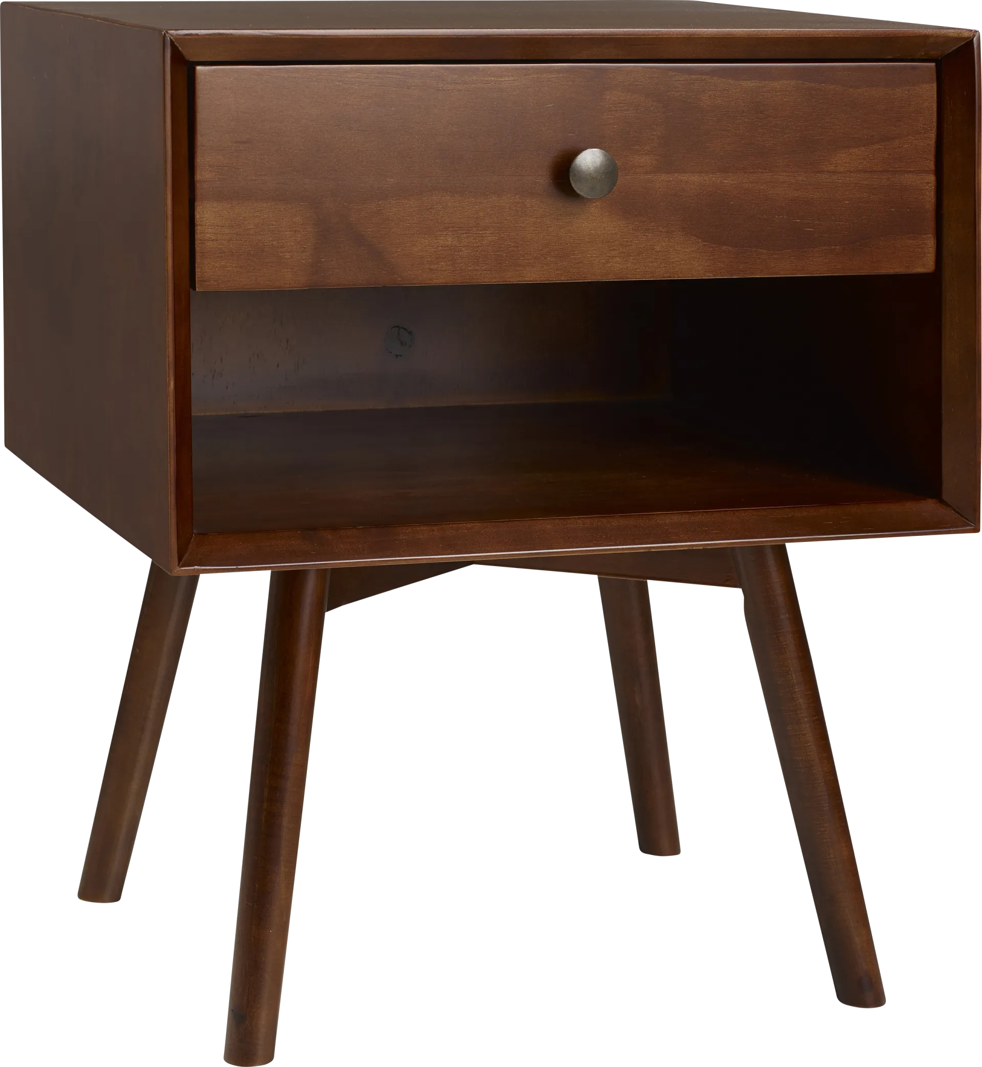 Niblic Walnut 1 Drawer Nightstand - Image 1