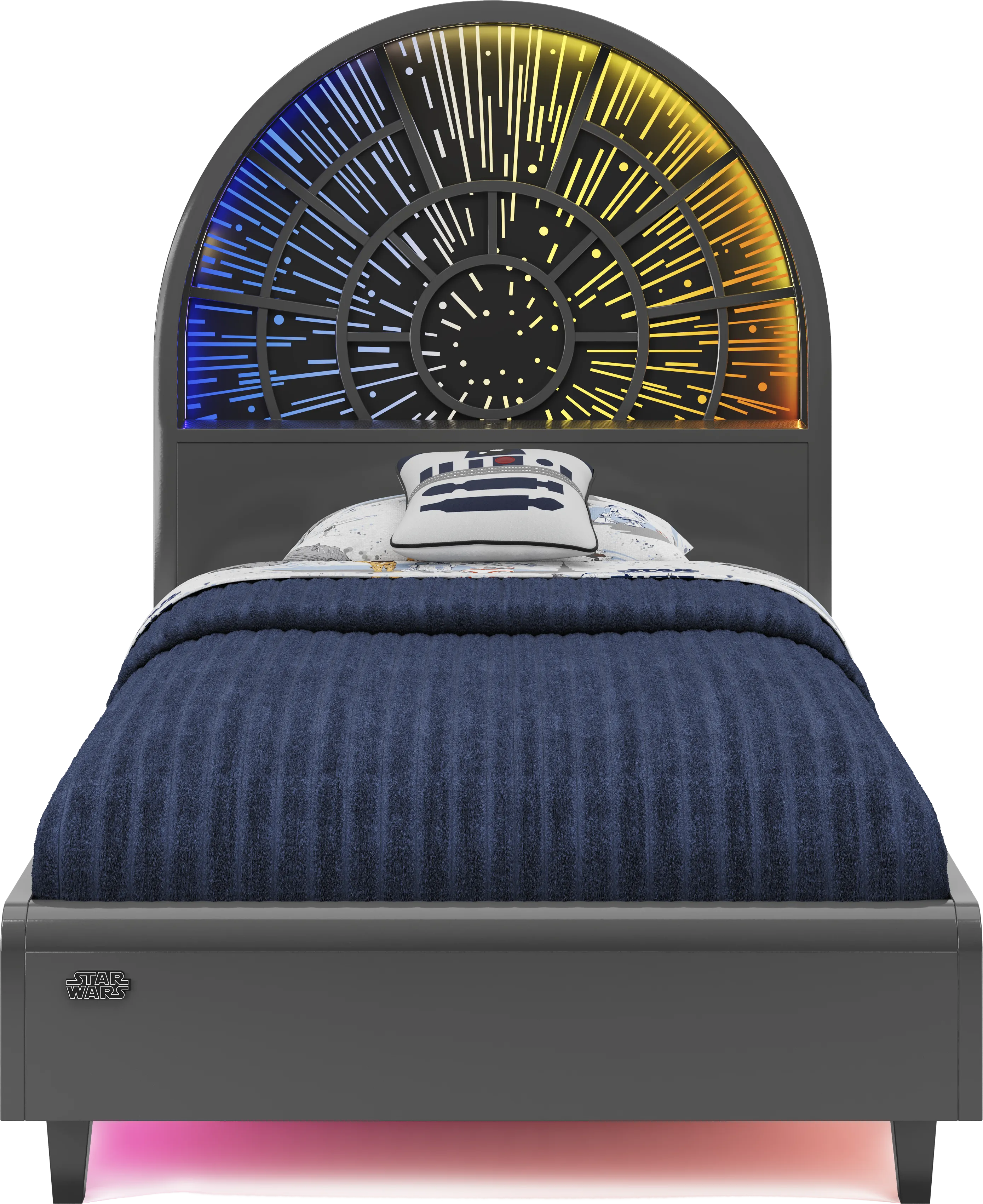 Star Wars Black Lighted Bedroom with Millennium Falcon Lightspeed Carbonite Twin Platform Bed - Thumbnail - Image 2