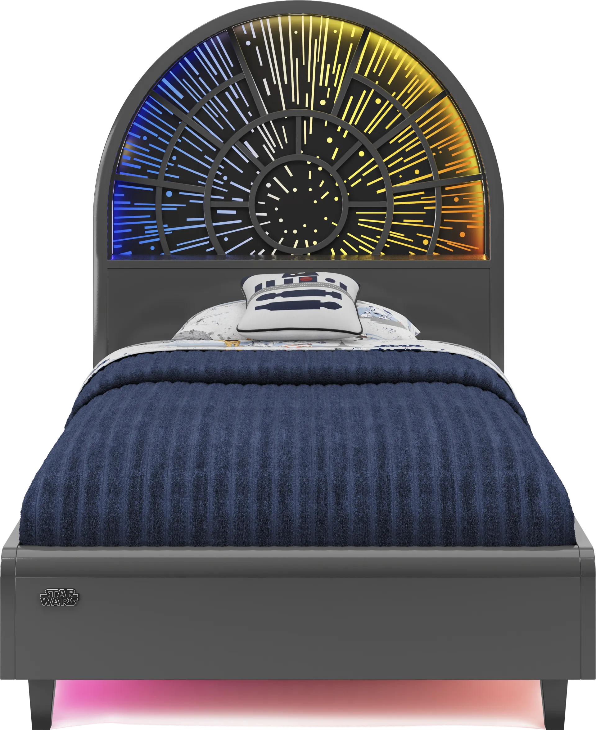 Star Wars Black Lighted Bedroom with Millennium Falcon Lightspeed Carbonite Twin Platform Bed - Image 2