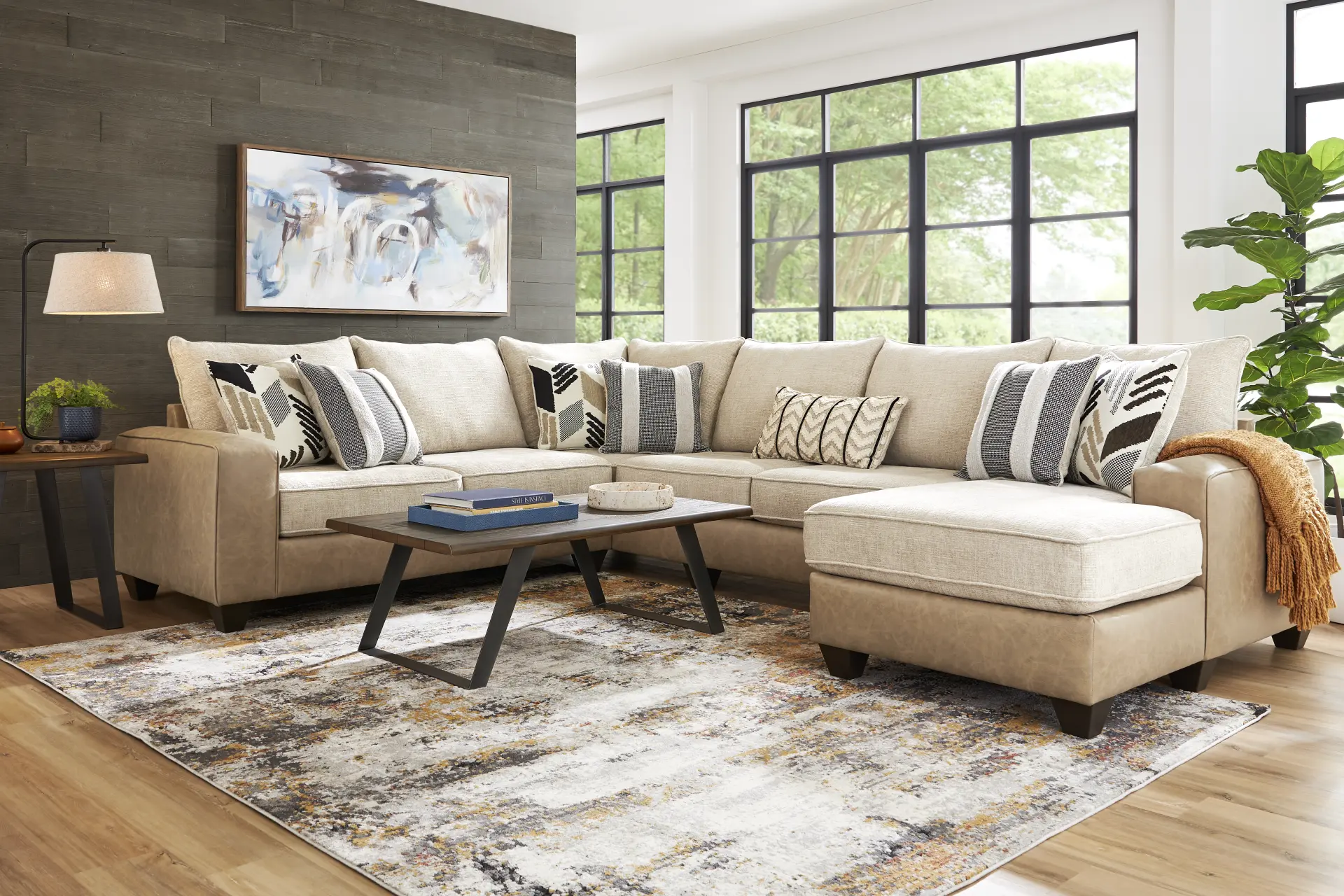 Murphy Beige 6 Pc Sectional Living Room