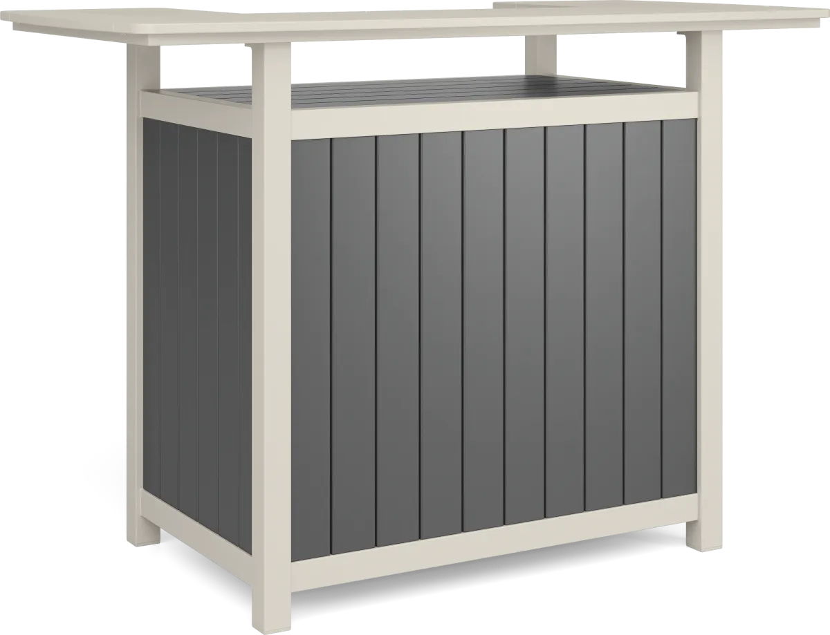 Addy Gray Synthetic Fabric Outdoor Bar Table | Rooms to Go