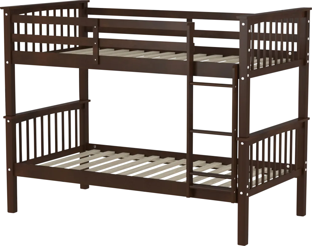 Kids Bobterry Walnut Twin Bunk Bed