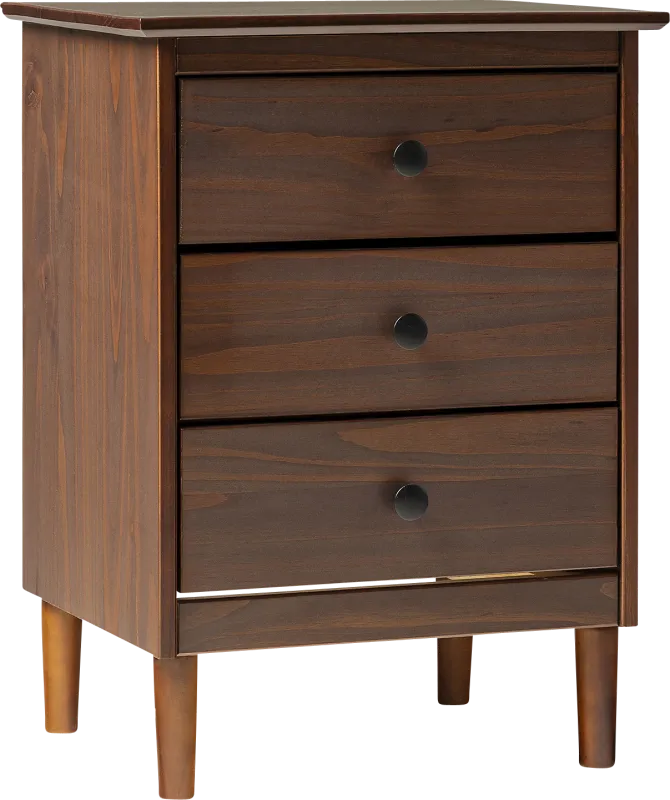 Cadmium Walnut 3 Drawer Nightstand