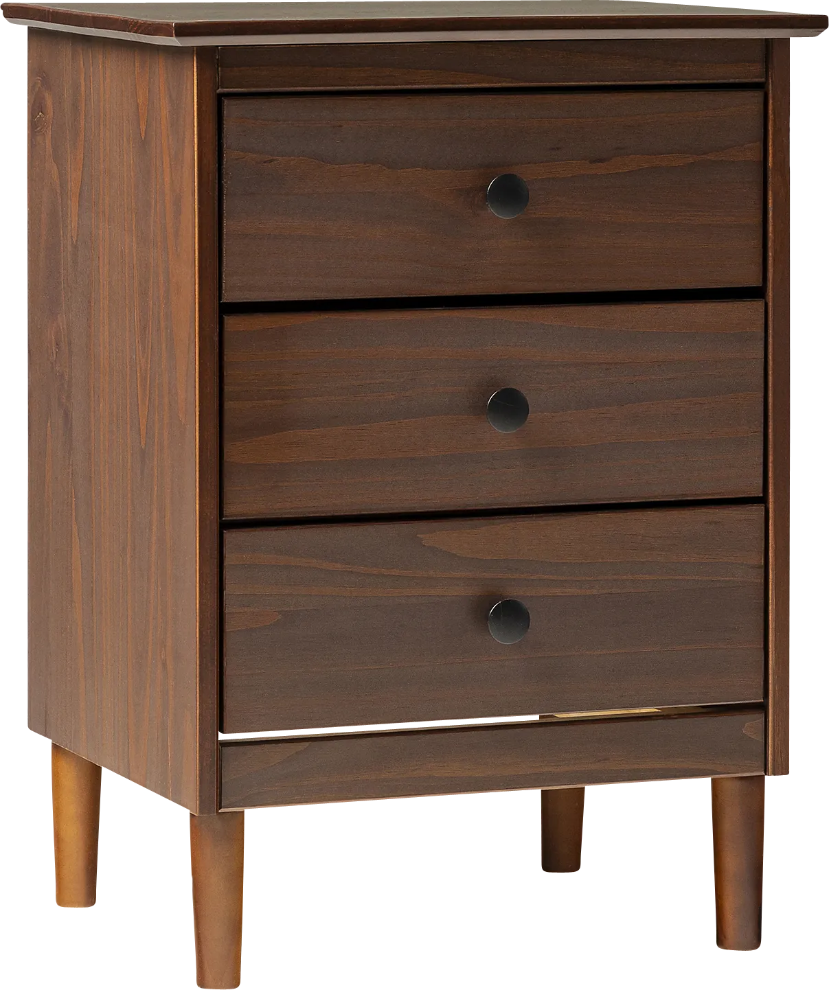 Cadmium Walnut 3 Drawer Nightstand - Image 1