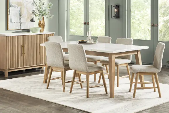 Viola Natural 5 Pc Marble Top Dining Room