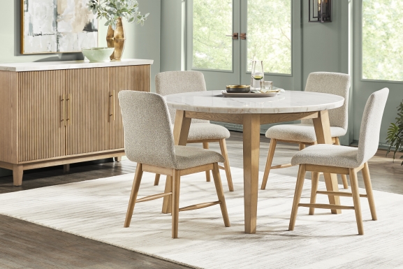 Viola Natural Round Marble Top Dining Table