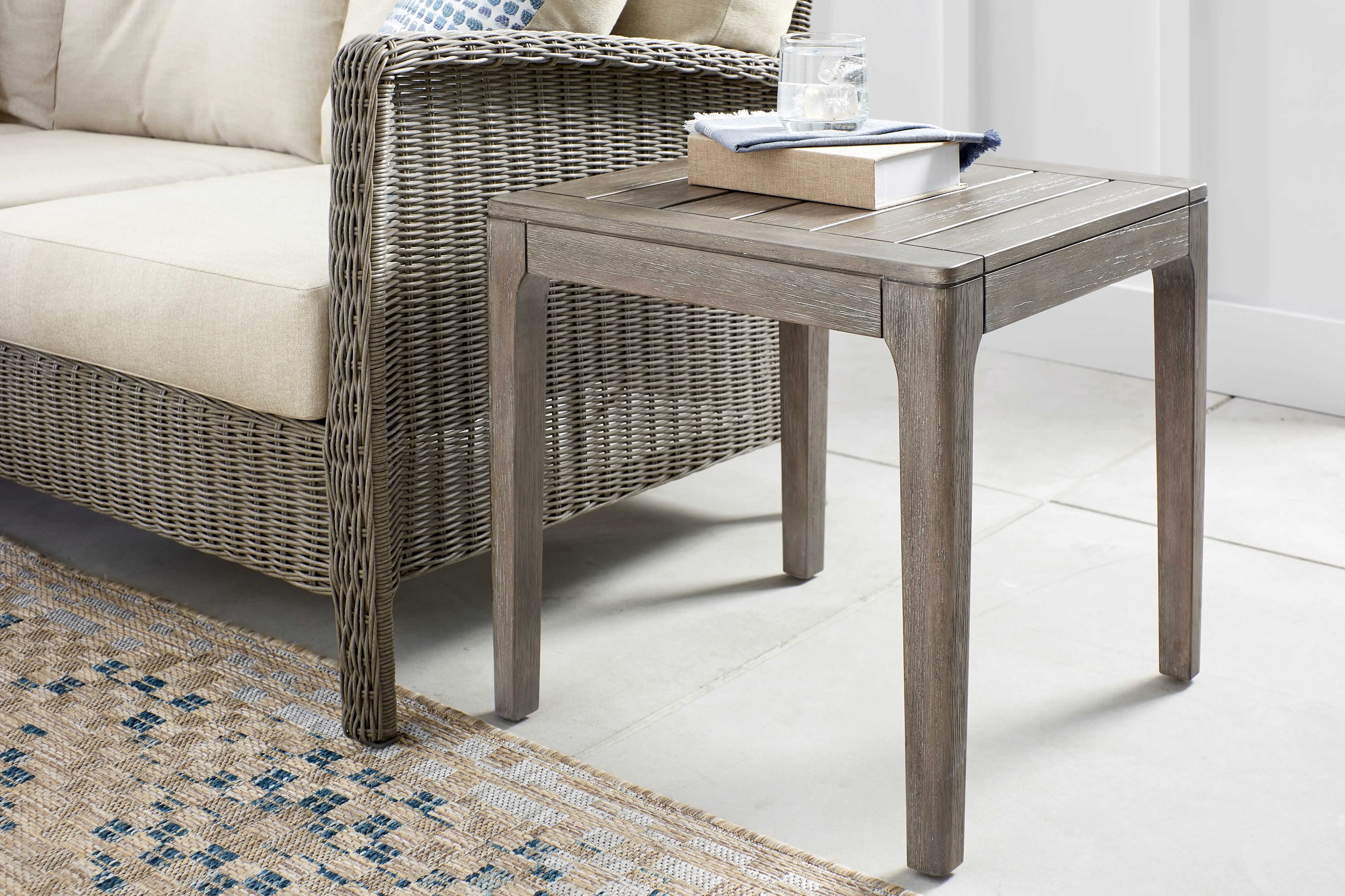 Forest Hills Gray Wood Outdoor End Table - Thumbnail - Image 2
