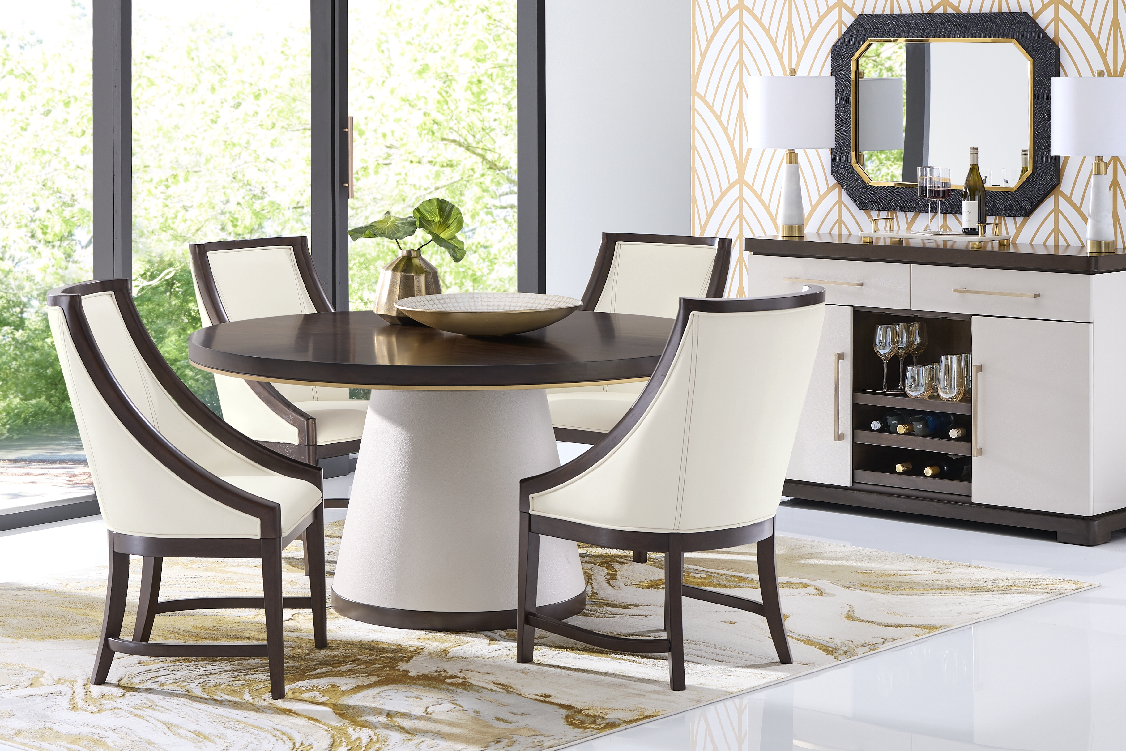 Elko Falls Espresso 5 Pc Round Dining Room with Upholstered Host Chairs - Thumbnail - Image 1