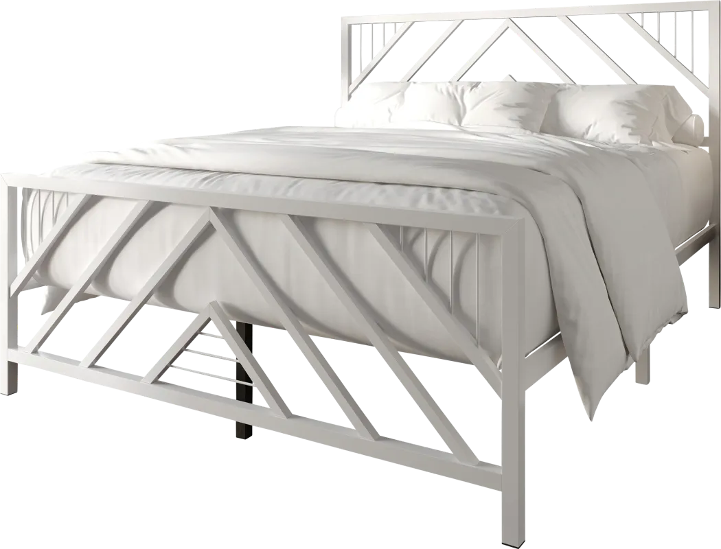 Bainfair White Queen Metal Bed