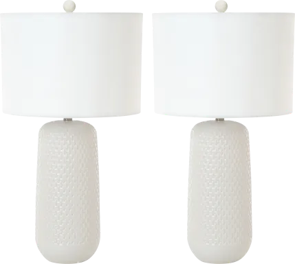 Areca Boulevard White Table Lamps, Set of 2