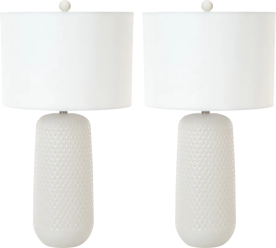 Areca Boulevard White Table Lamps, Set of 2
