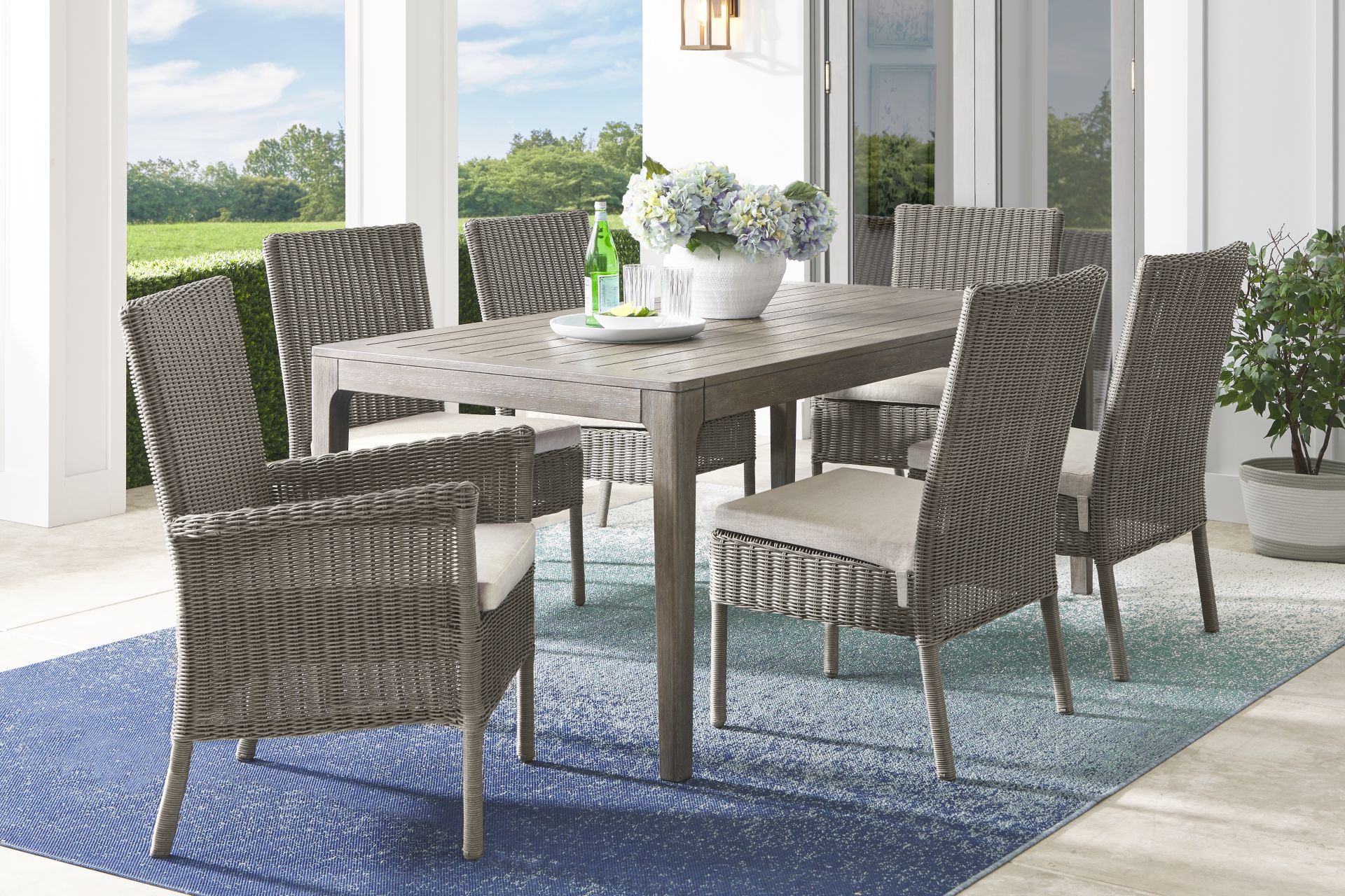 Forest Hills Gray 7 Pc Wood Outdoor Dining Set - Image 1