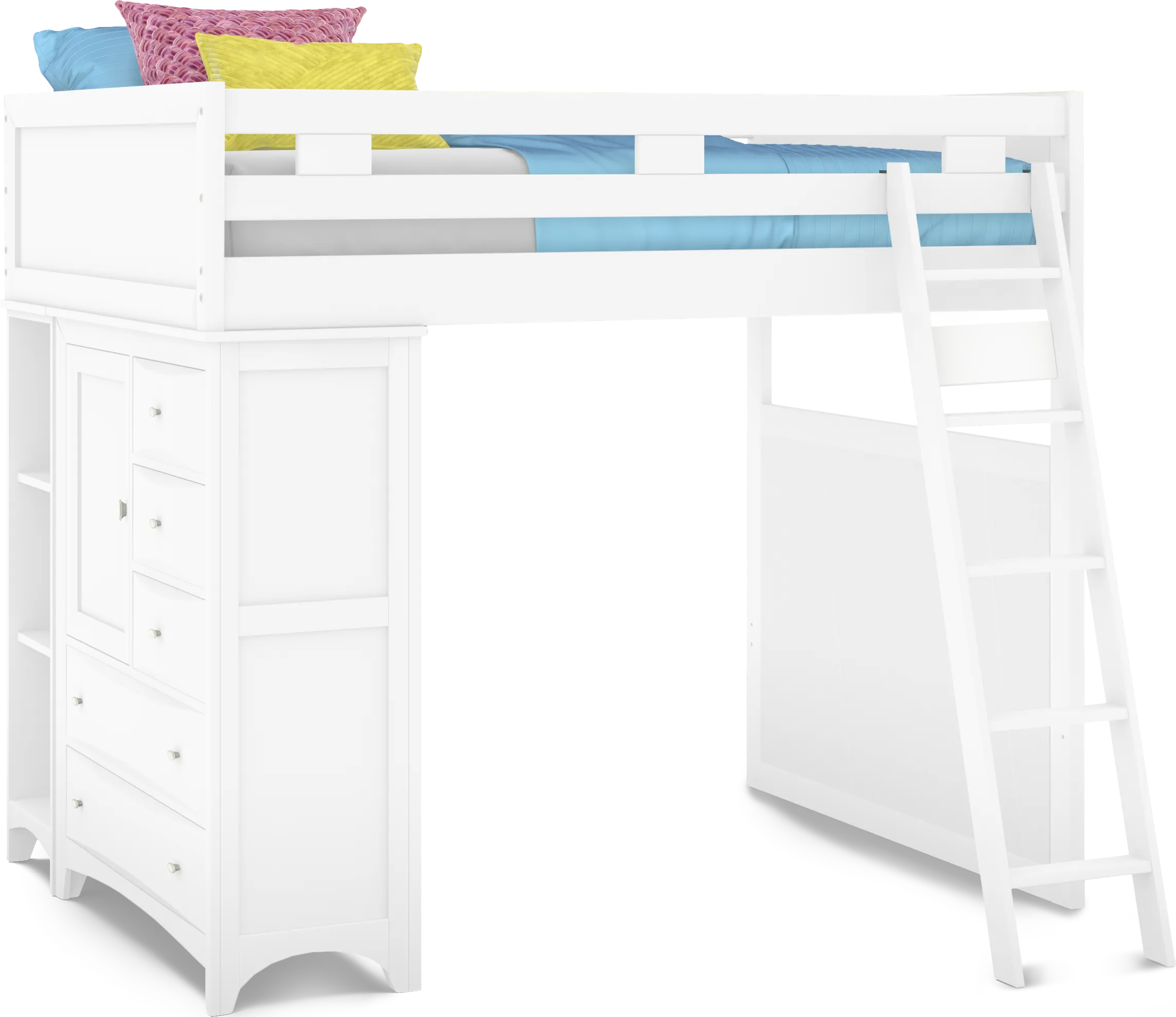 Ivy League 2.0 White Full Loft with Chest and Bookcase - Thumbnail - Image 1