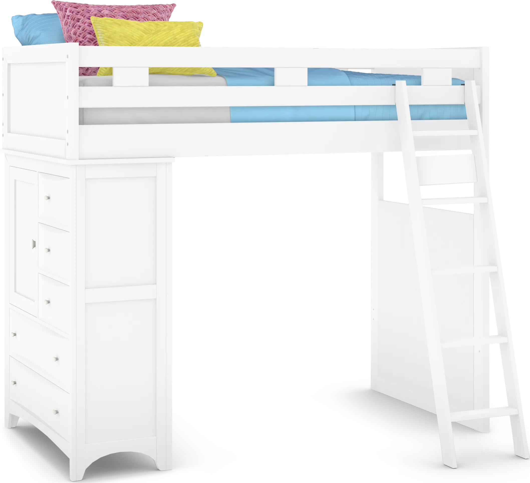 Ivy League 2.0 White Twin Loft Bed with Chest - Thumbnail - Image 1