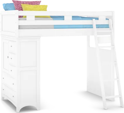 Ivy League 2.0 White Twin Loft Bed with Chest