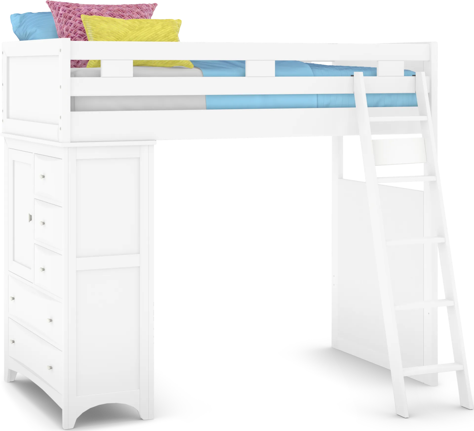 Ivy League 2.0 White Twin Loft Bed with Chest - Image 1