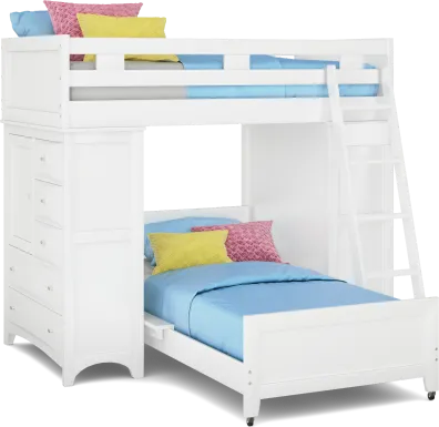 Ivy League 2.0 White Twin/Twin Loft with Two Chests
