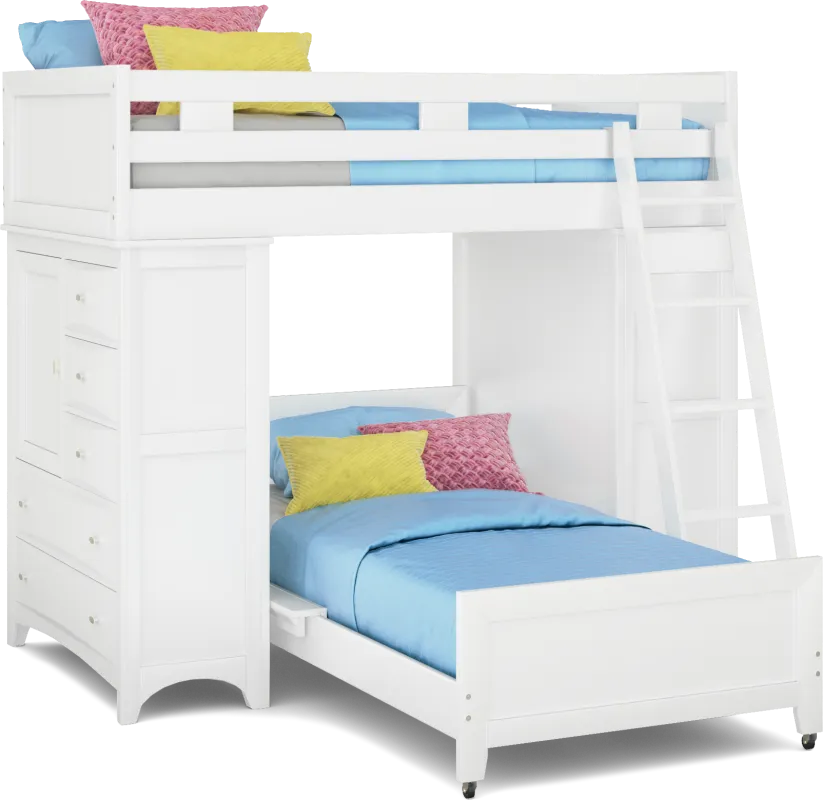Ivy League 2.0 White Twin/Twin Loft with Two Chests