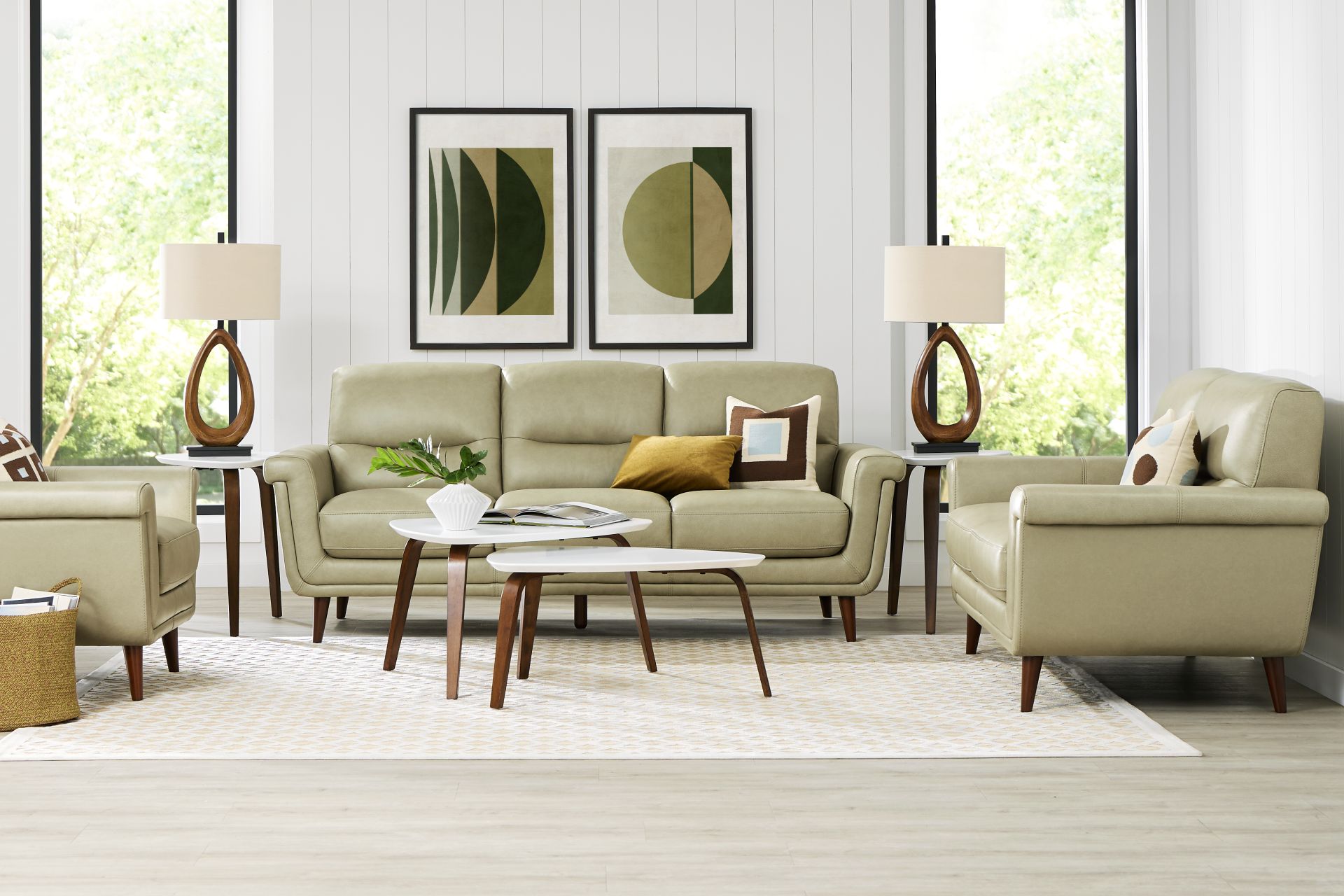 Harrington Park Sage 7 Pc Leather Living Room - Image 1
