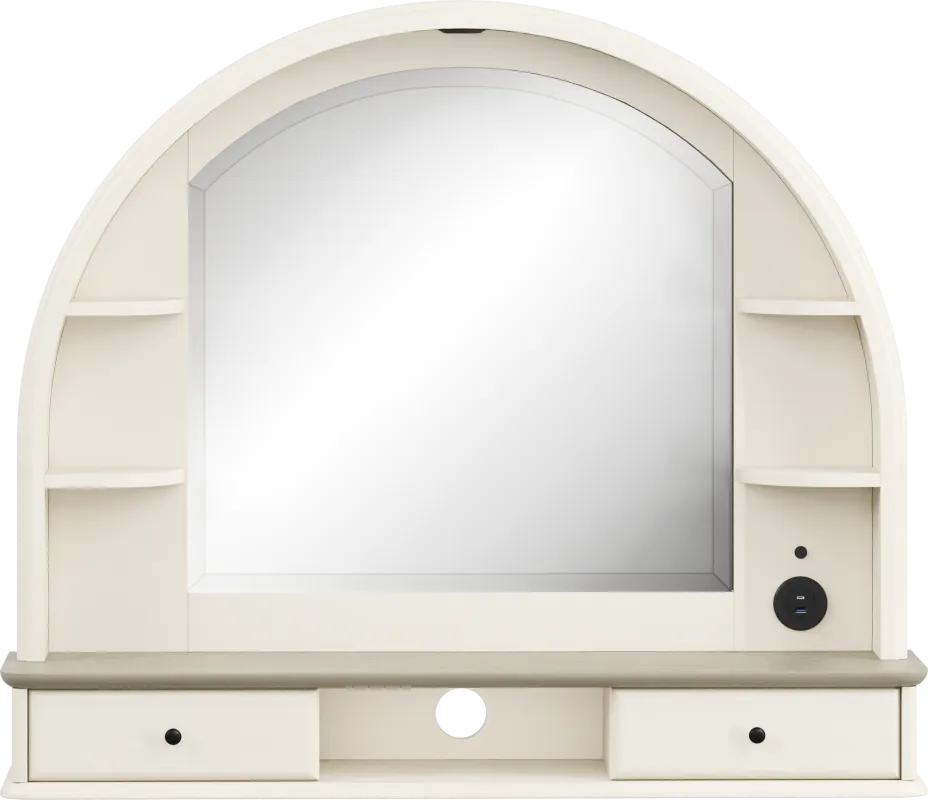 Kids Oberon Cream Arched Mirror with Hutch