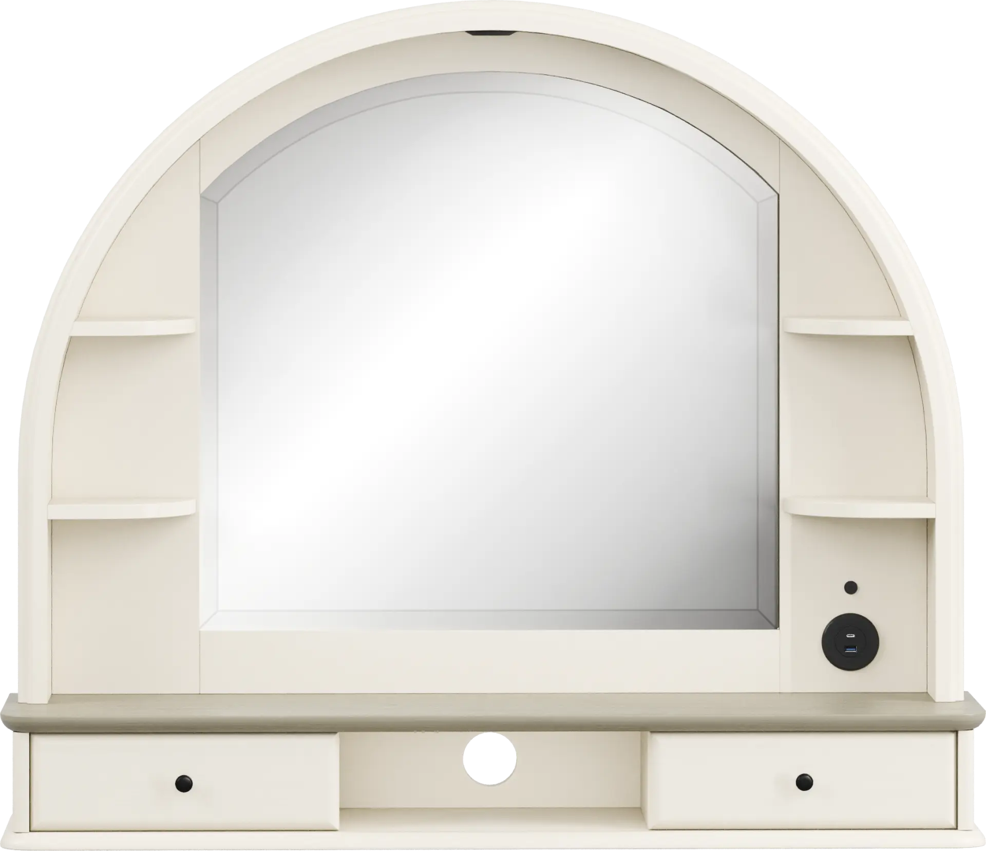 Kids Oberon Cream Arched Mirror with Hutch