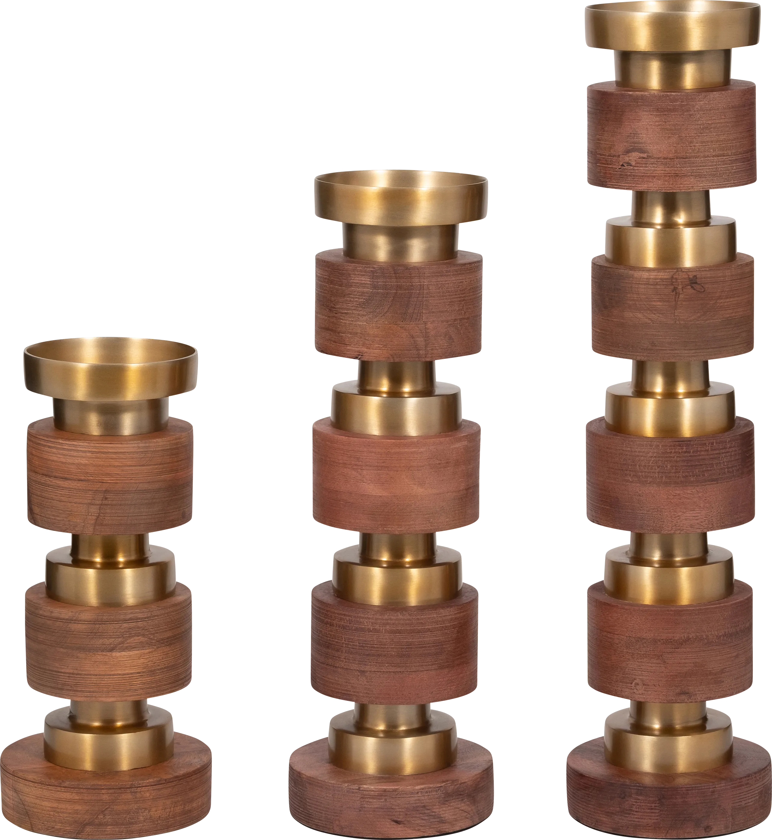 Maiier Brown Candle Holder, Set of 3 - Thumbnail - Image 1