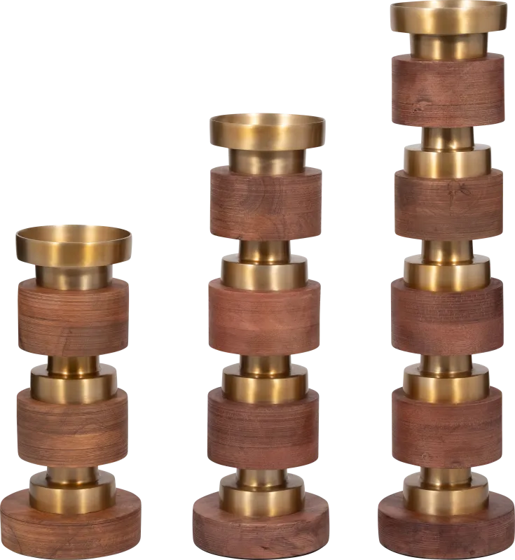 Maiier Brown Candle Holder, Set of 3